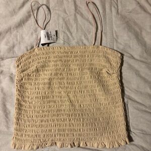 Abercrombie & Fitch Tan Smocked Crop Top Resort Wear